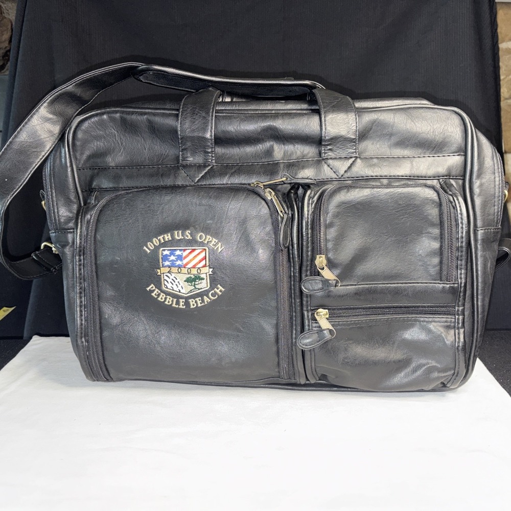 Vintage 2000 100th PGA US Open Pebble Beach Leather Briefcase Bag Chocolate